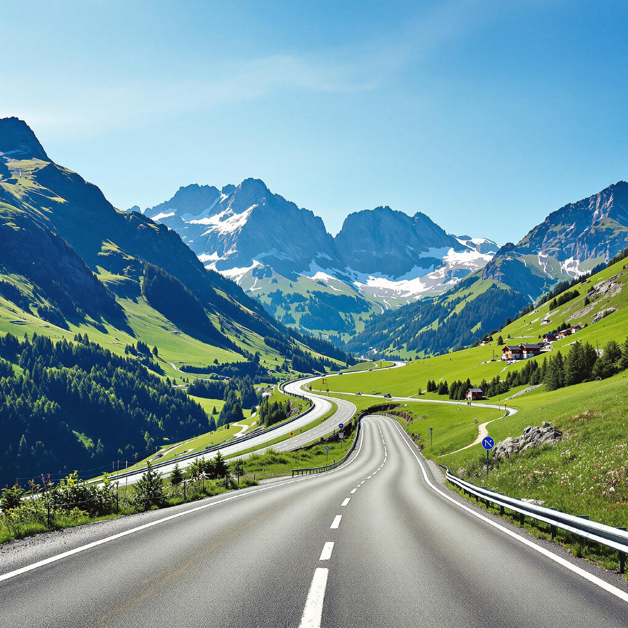 Autobahn durch Alpenlandschaft