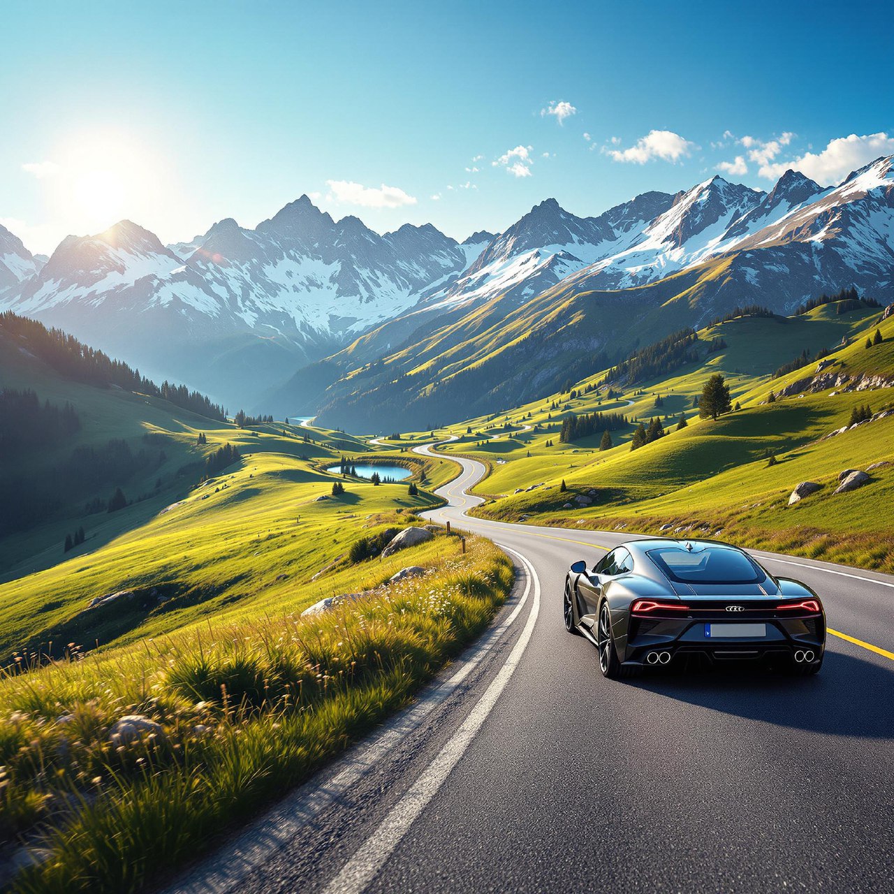 Auto auf Bergstraße